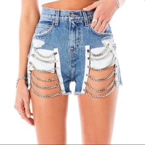 ✨SALE✨ NWT - LF CARMAR Chain Ladder Denim Shorts